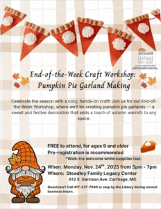 Craft Workshop: Pumpkin Pie Garland Making